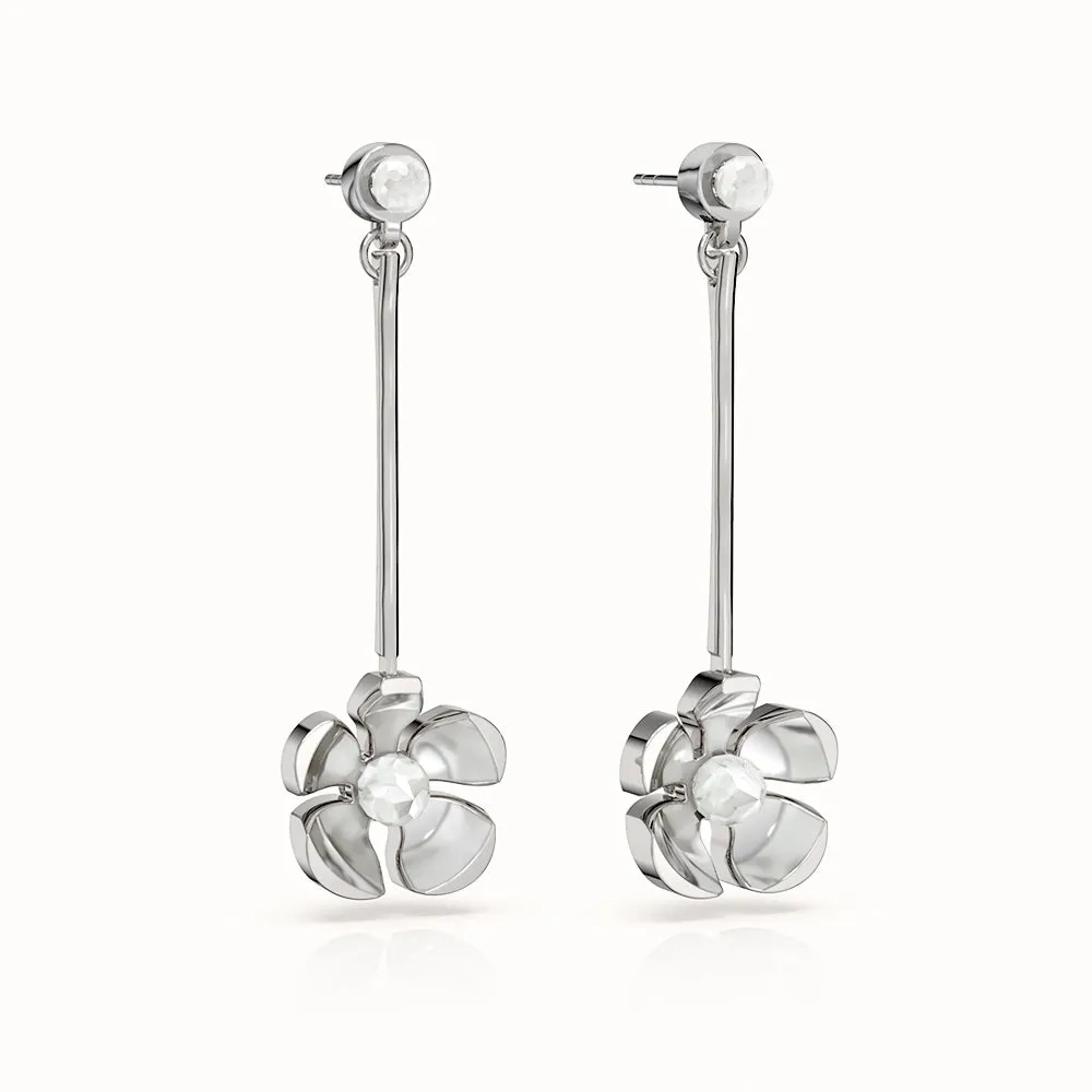 Orchid Garden Drop Earrings - Sterling Silver - Moonstone
