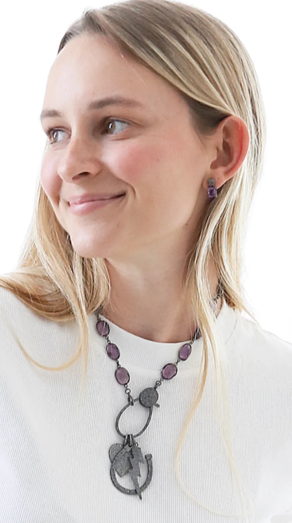 Pave Diamond Gemstone Drop Earrings
