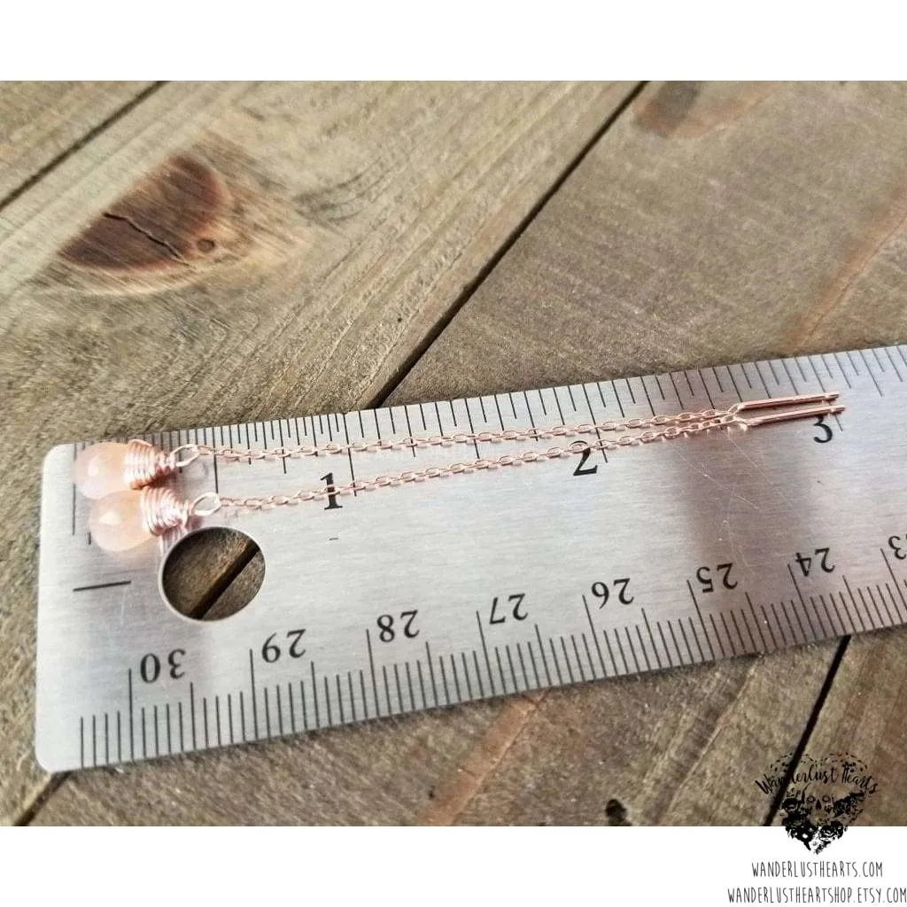 Peach Moonstone Rose gold threaders
