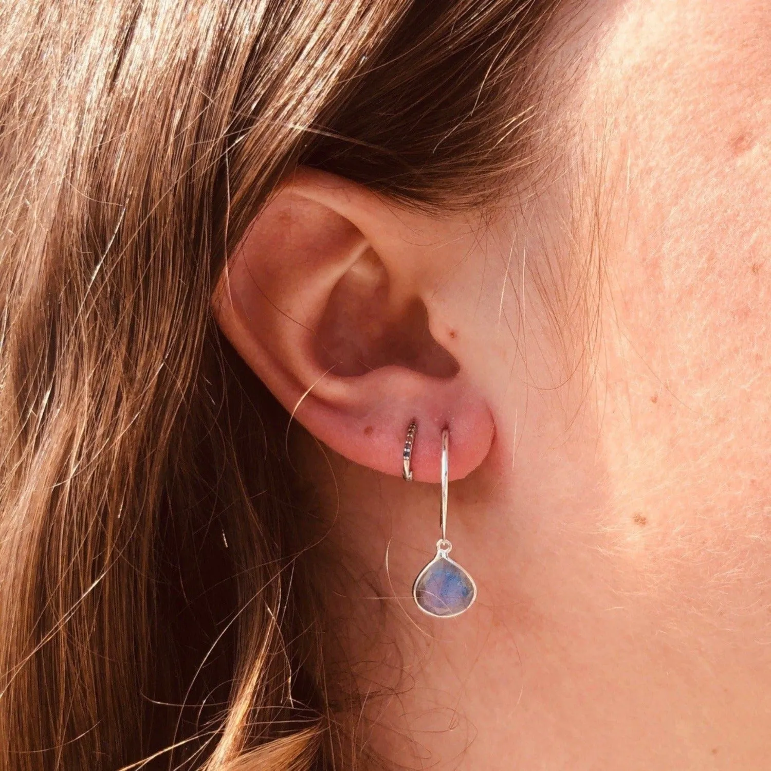 Pear Drop Sterling Silver Hoop Earrings