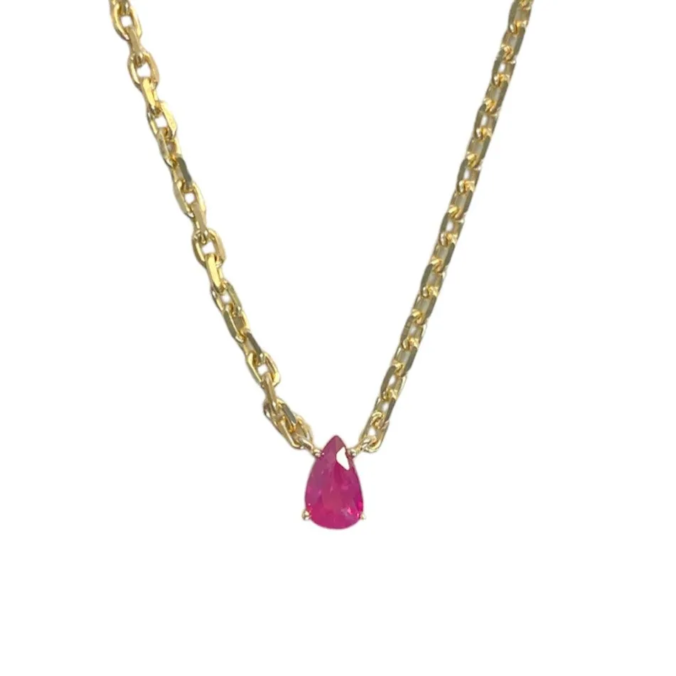 Pear Ruby Necklace