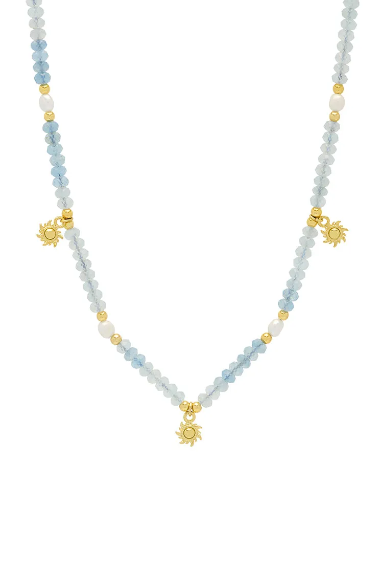 Pearl Gemstone Sun Necklace
