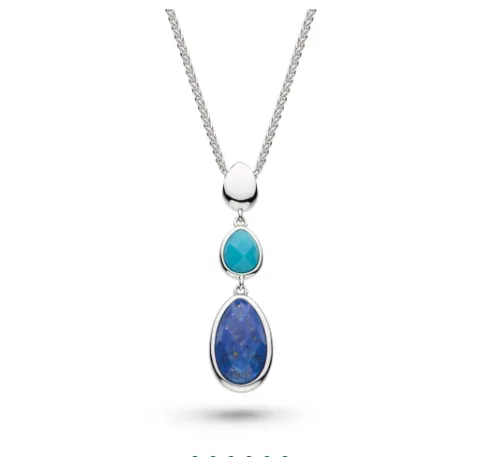 Pebble Azure Gemstone Trio Droplet Necklace