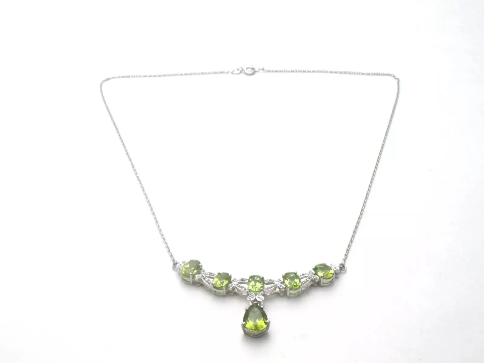 Peridot & Diamond Lavalier Necklace 18"