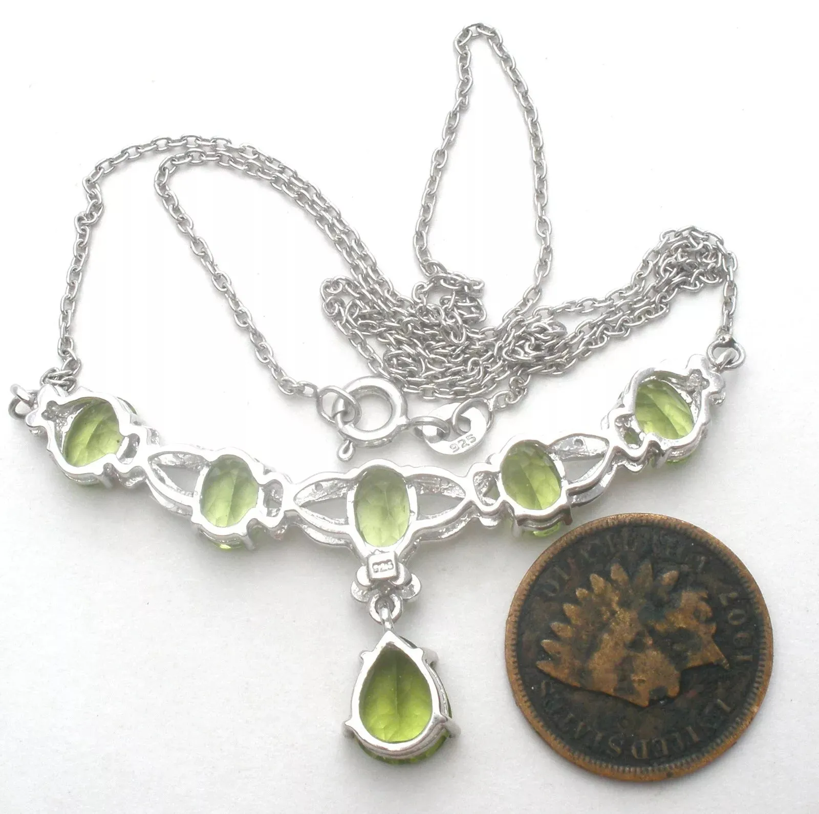 Peridot & Diamond Lavalier Necklace 18"
