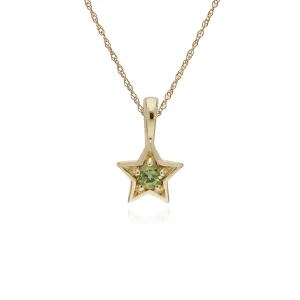 Peridot Halskette, 9 Karat gelbgold peridot Einzel Stein Stern Anhänger an 45cm Kette
