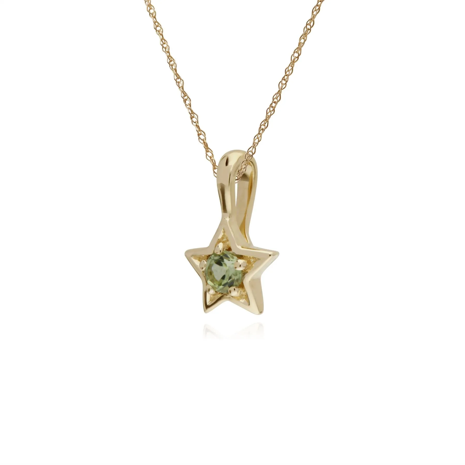 Peridot Halskette, 9 Karat gelbgold peridot Einzel Stein Stern Anhänger an 45cm Kette