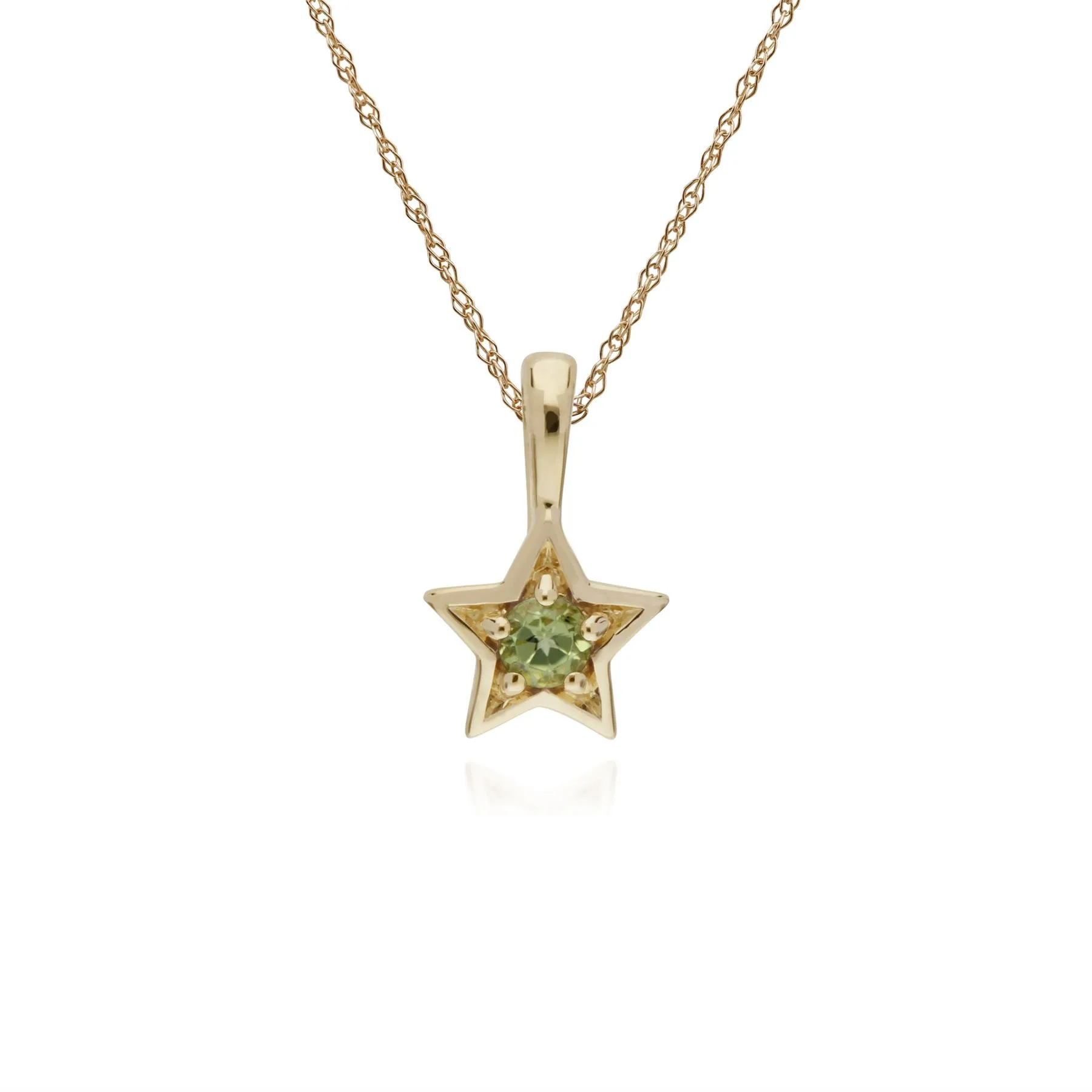 Peridot Halskette, 9 Karat gelbgold peridot Einzel Stein Stern Anhänger an 45cm Kette