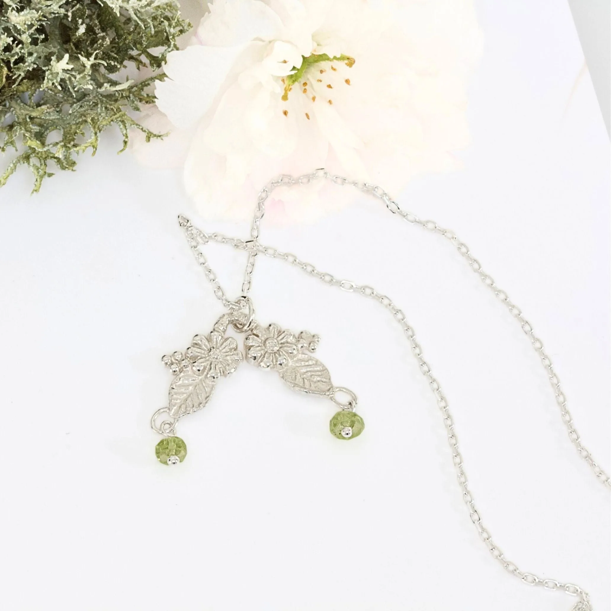 Peridot Woodland Elven Blossom Necklace