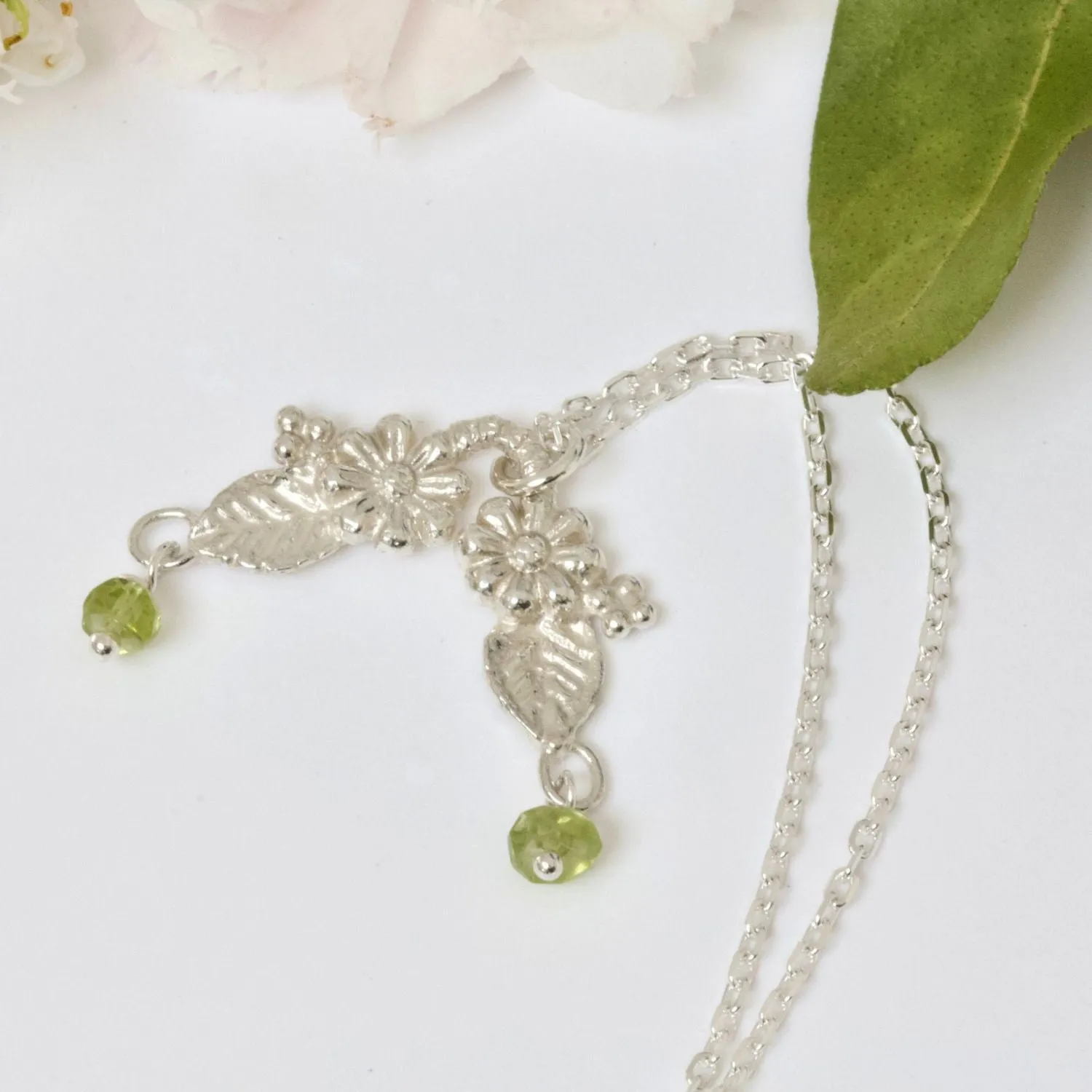 Peridot Woodland Elven Blossom Necklace