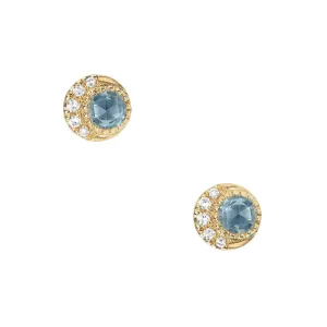 Petite Moon Phase London Blue Topaz Post Earrings
