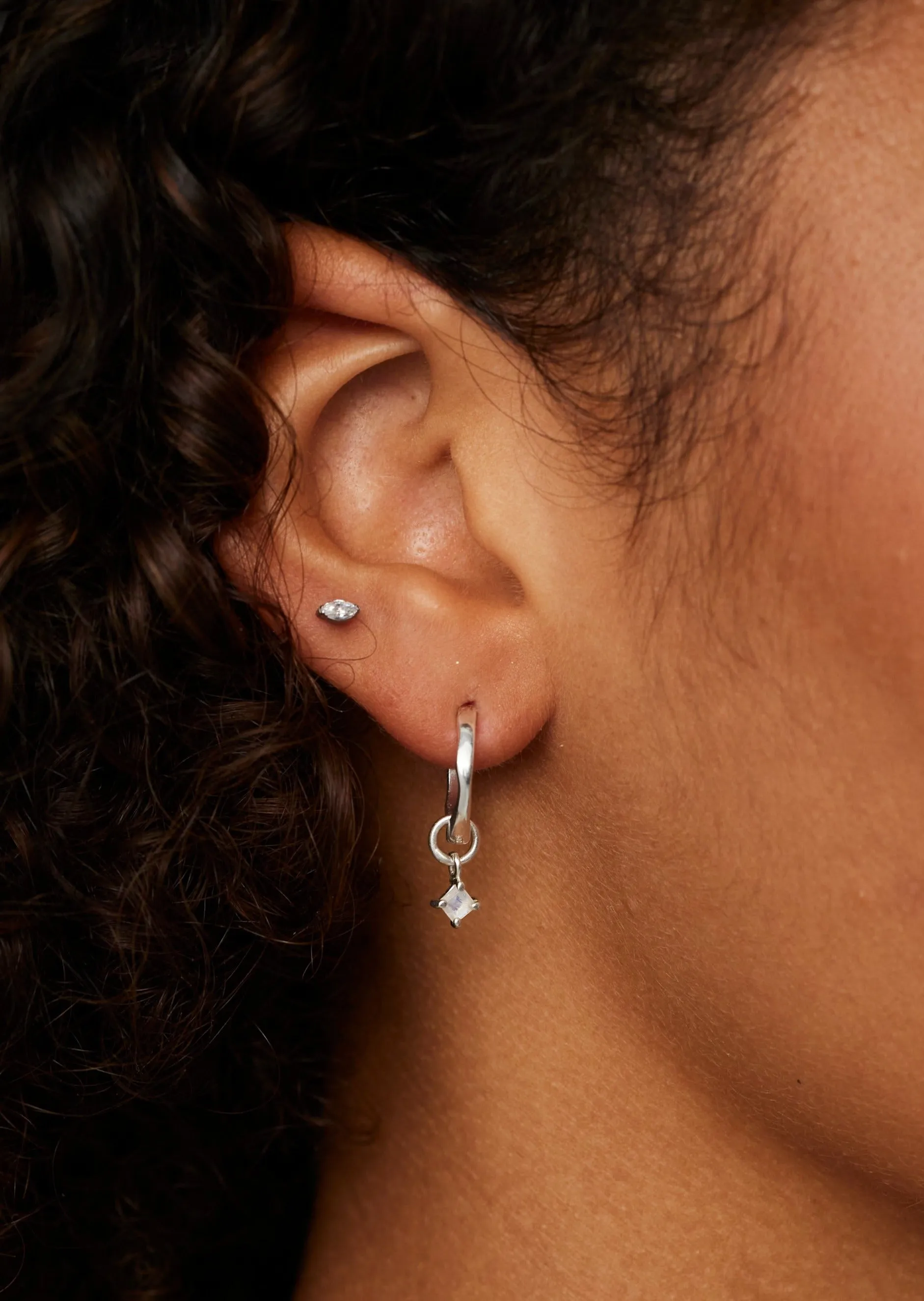 Petite Moonstone Silver Charm