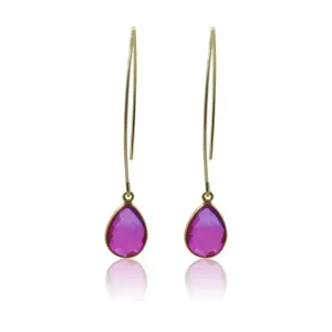 Pink Earrings - Aura Drop Long Gold Designs