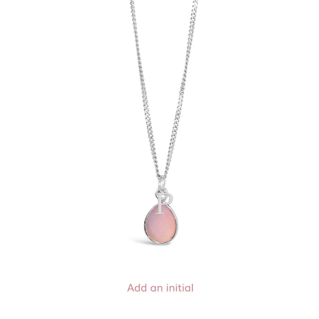 Pink Opal Charm Necklace | Silver | October
