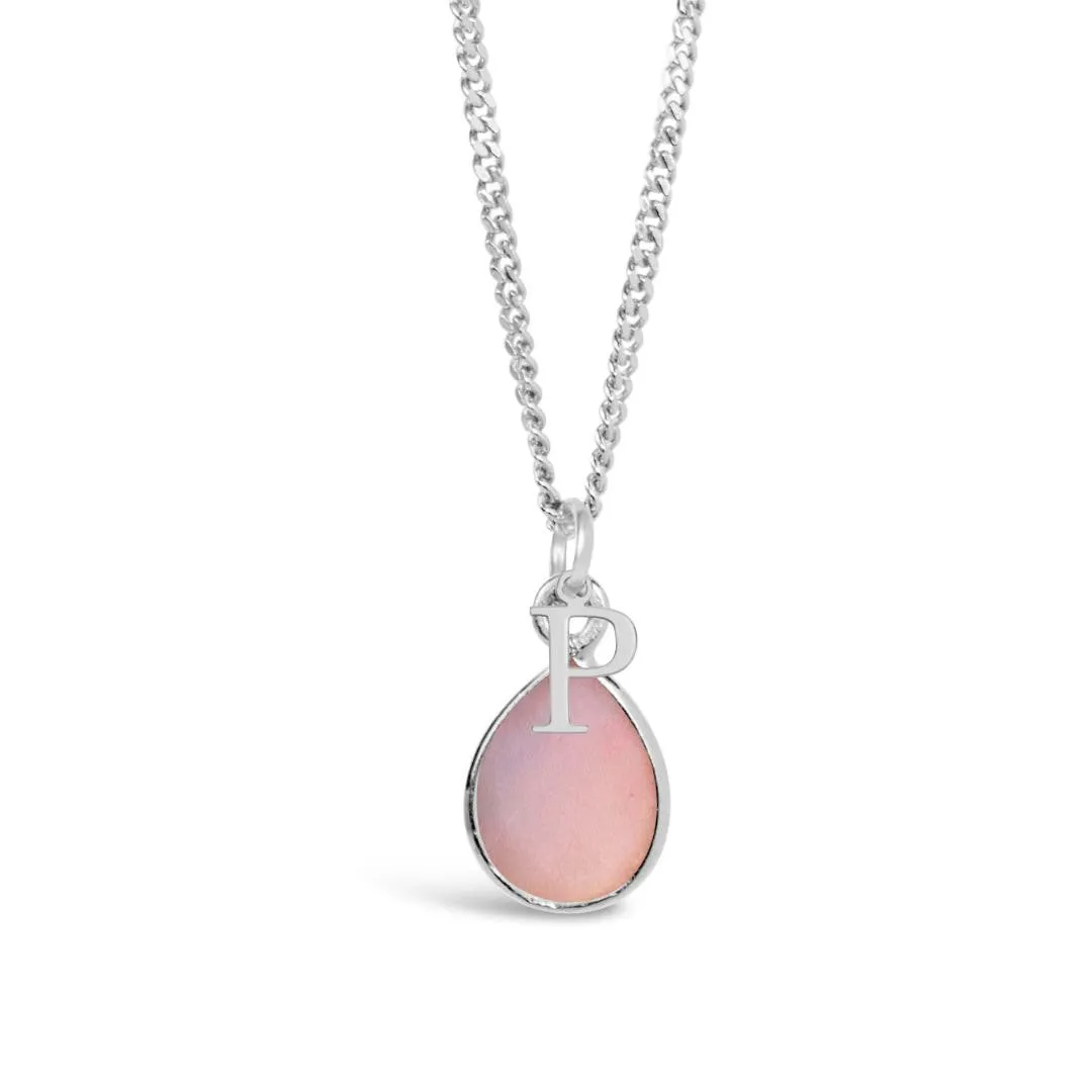 Pink Opal Charm Necklace | Silver | October