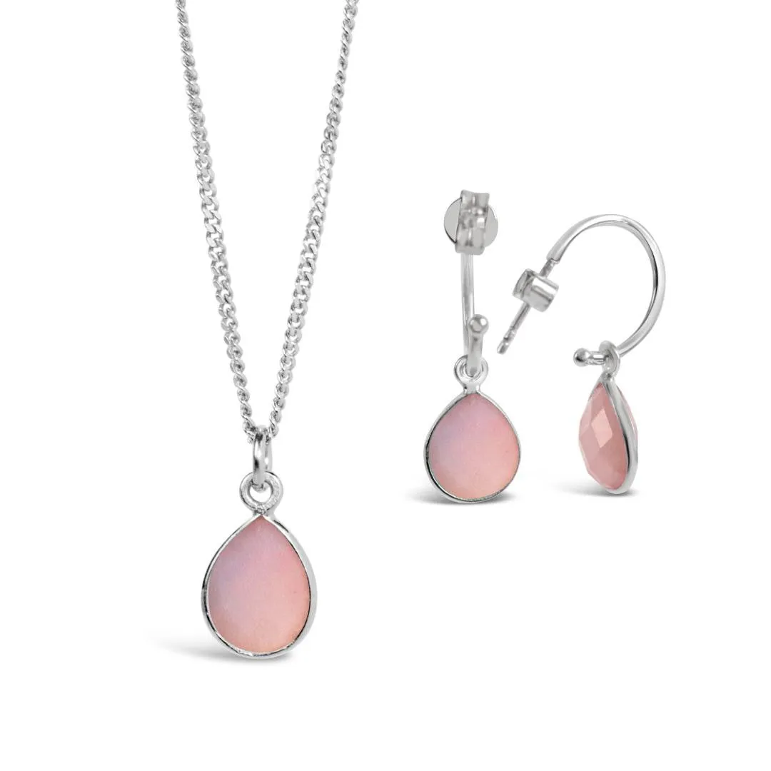 Pink Opal Charm Necklace | Silver | October