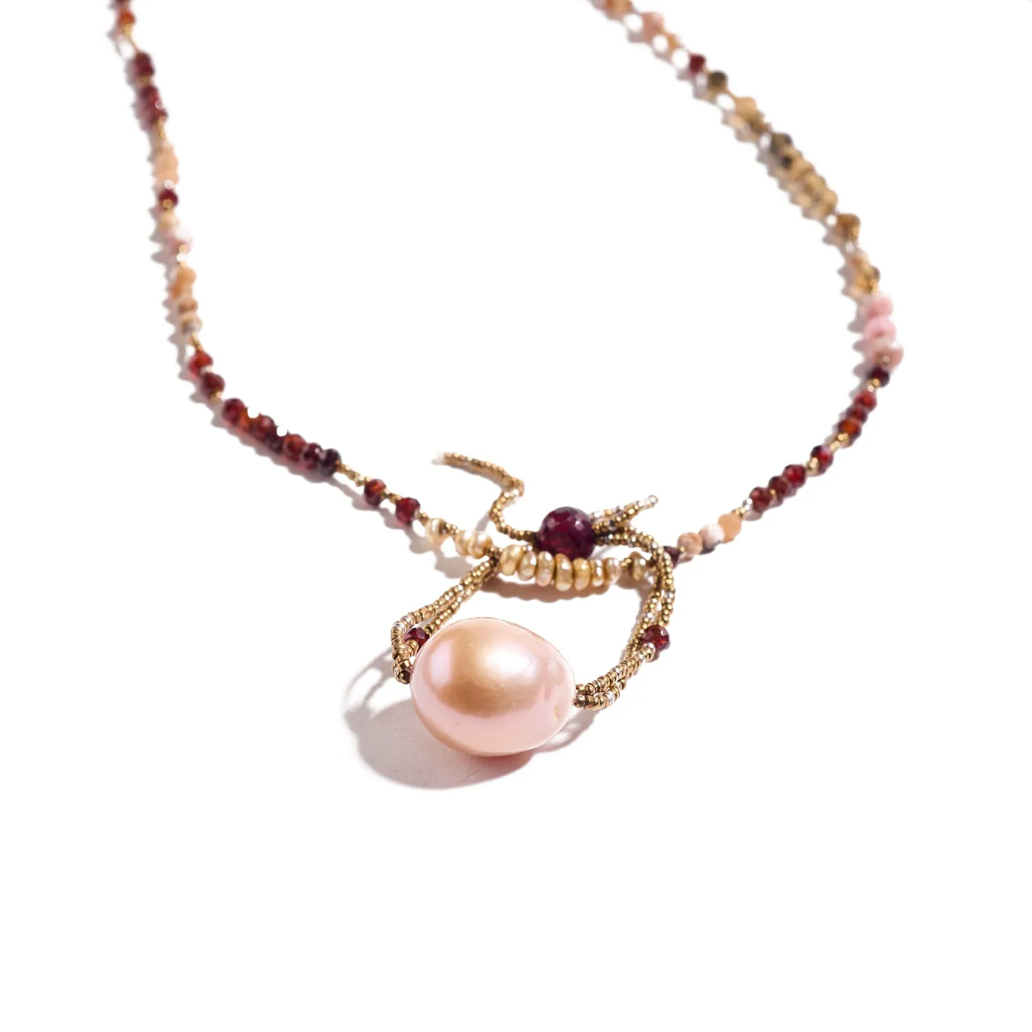 Pink Pearl Drop Necklace