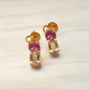 Pink Topaz with Lemon Quartz Separates Earrings