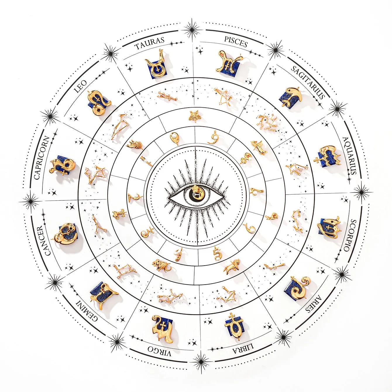 Pisces Vintage Celestial Halo Necklace
