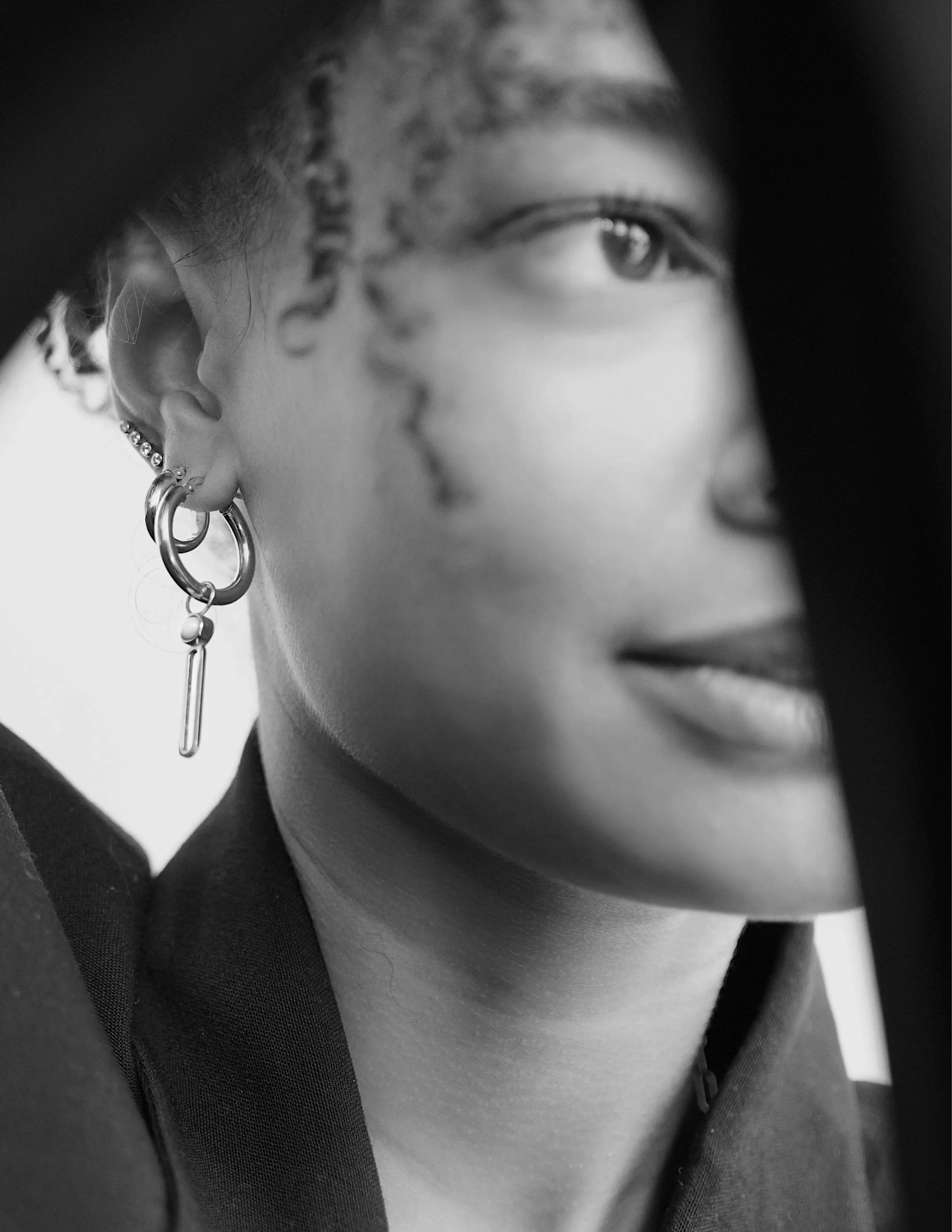 Pitch Opal Earring <br> Silver