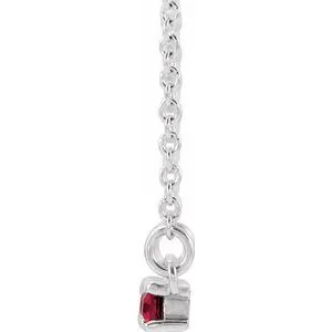 Platinum 14k Gold Sterling Silver Garnet 1/5 CTW Diamond Bar Necklace January Birthstone