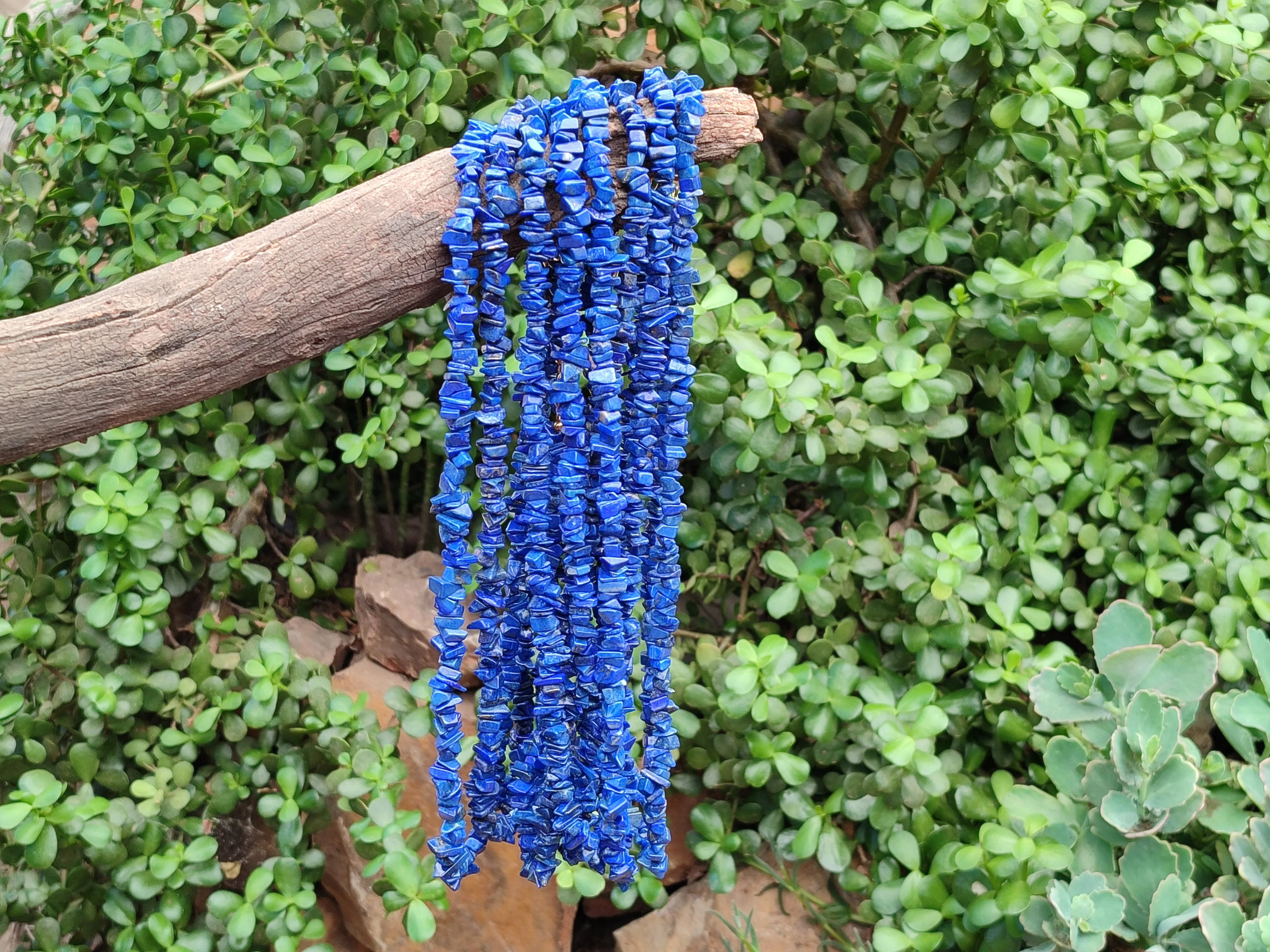 Polished Lapis Lazuli Beaded Tumble Chip Necklace - Sold Per Item - From Afghanistan