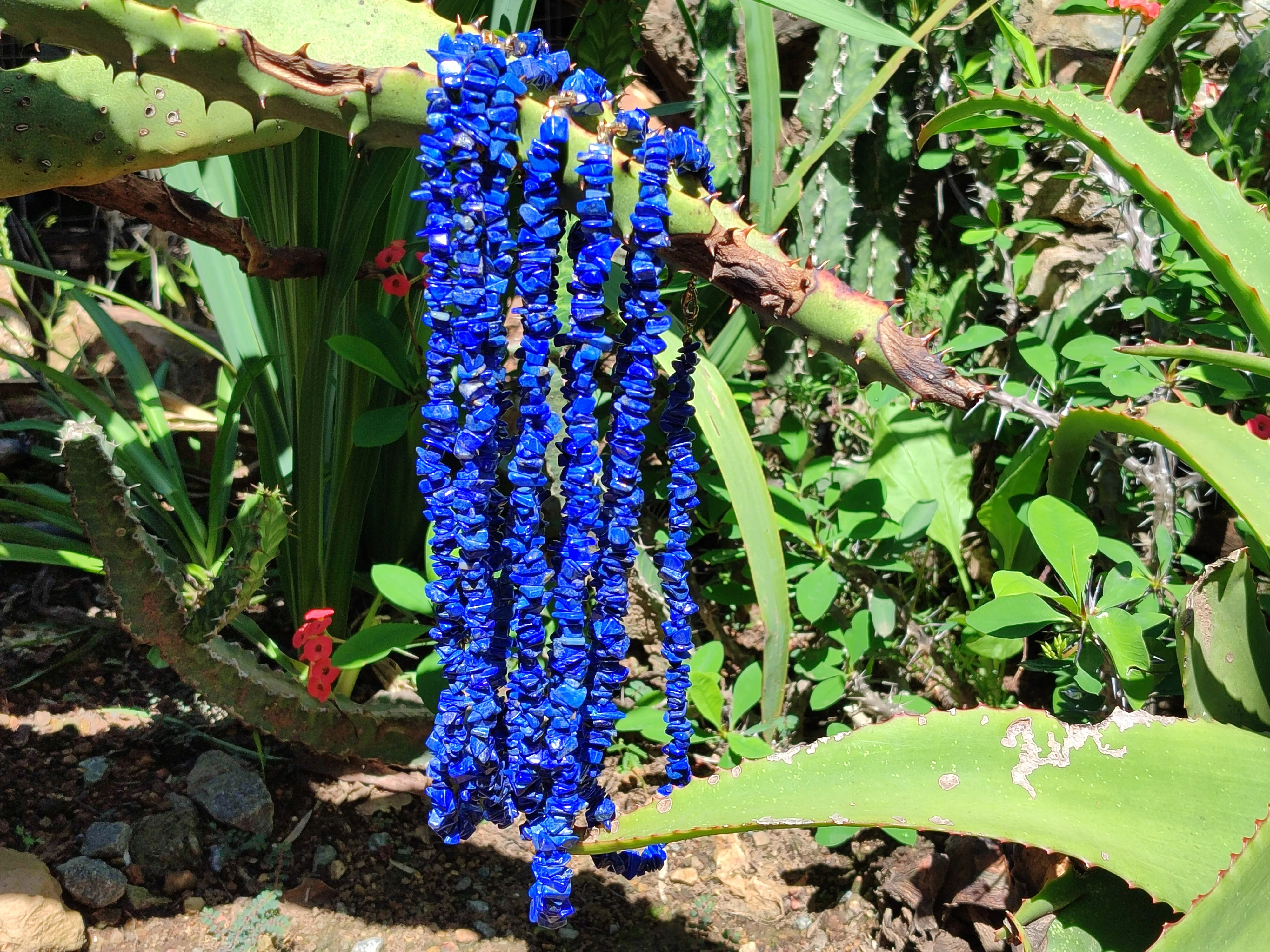 Polished Lapis Lazuli Beaded Tumble Chip Necklace - Sold Per Item - From Afghanistan