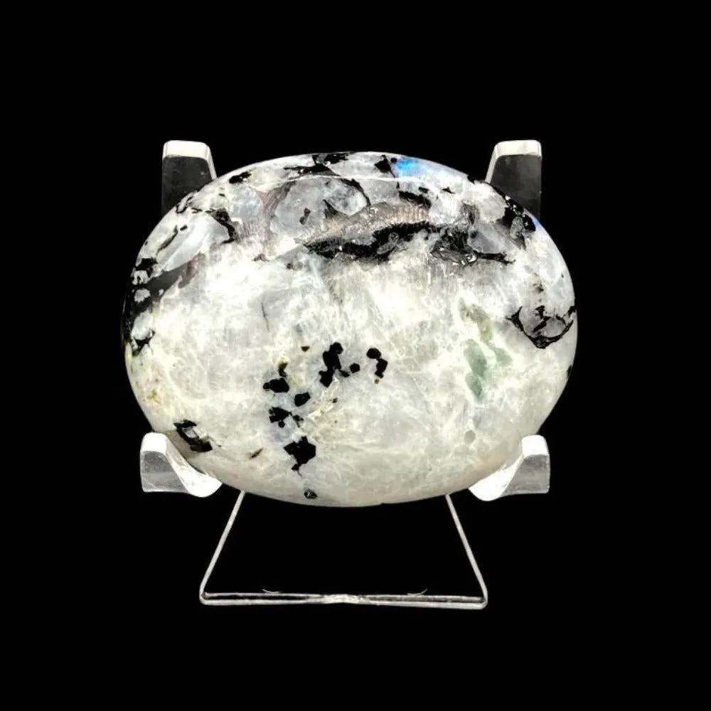 Polished Rainbow Moonstone Oval Palm Stone