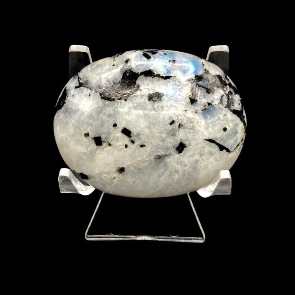 Polished Rainbow Moonstone Oval Palm Stone