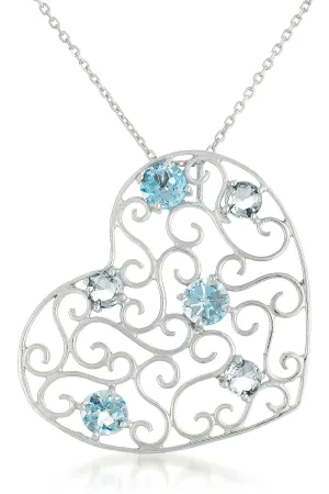 Provence Blue Topaz Heart Last Pair Necklace