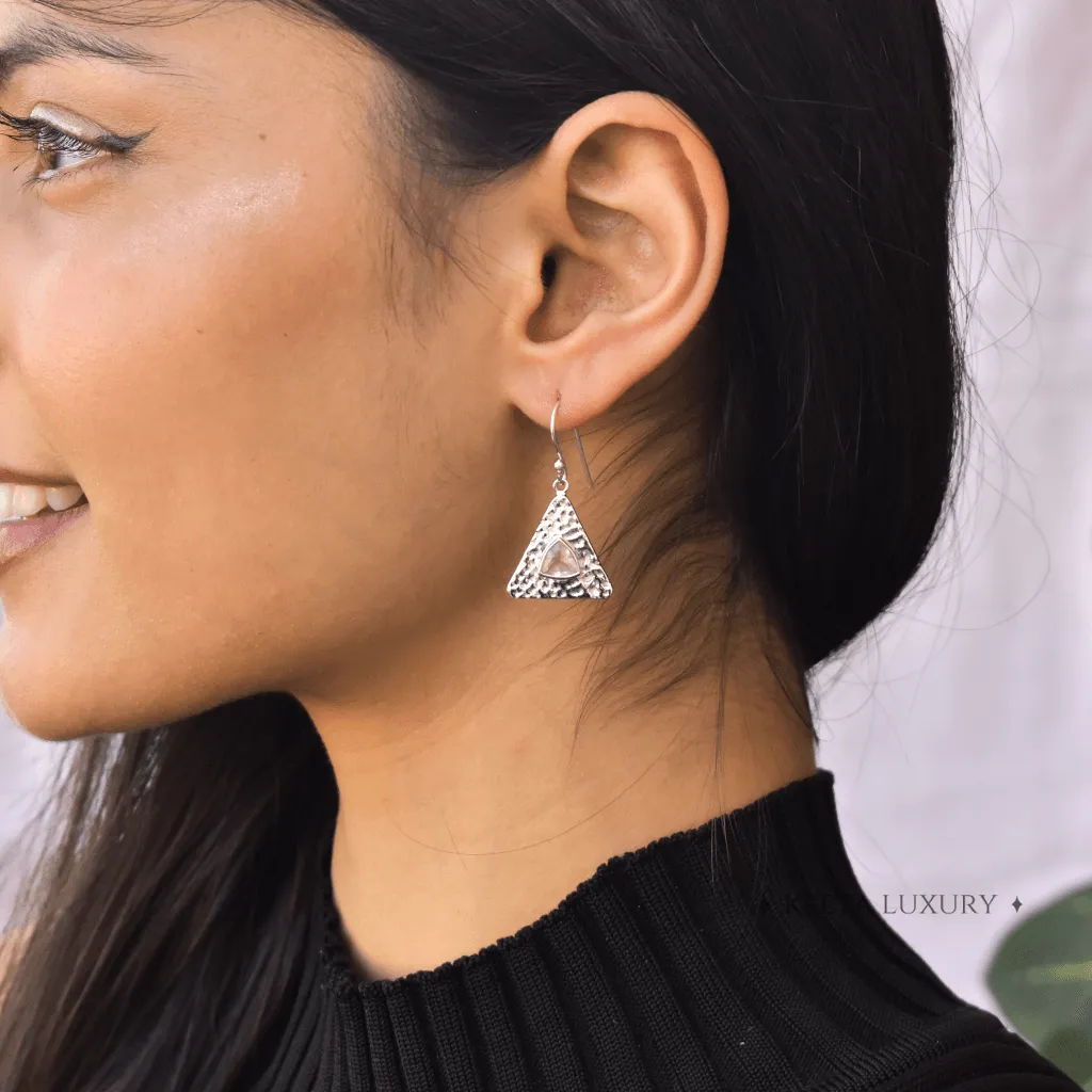 Pyramid - Rose Quartz Earrings