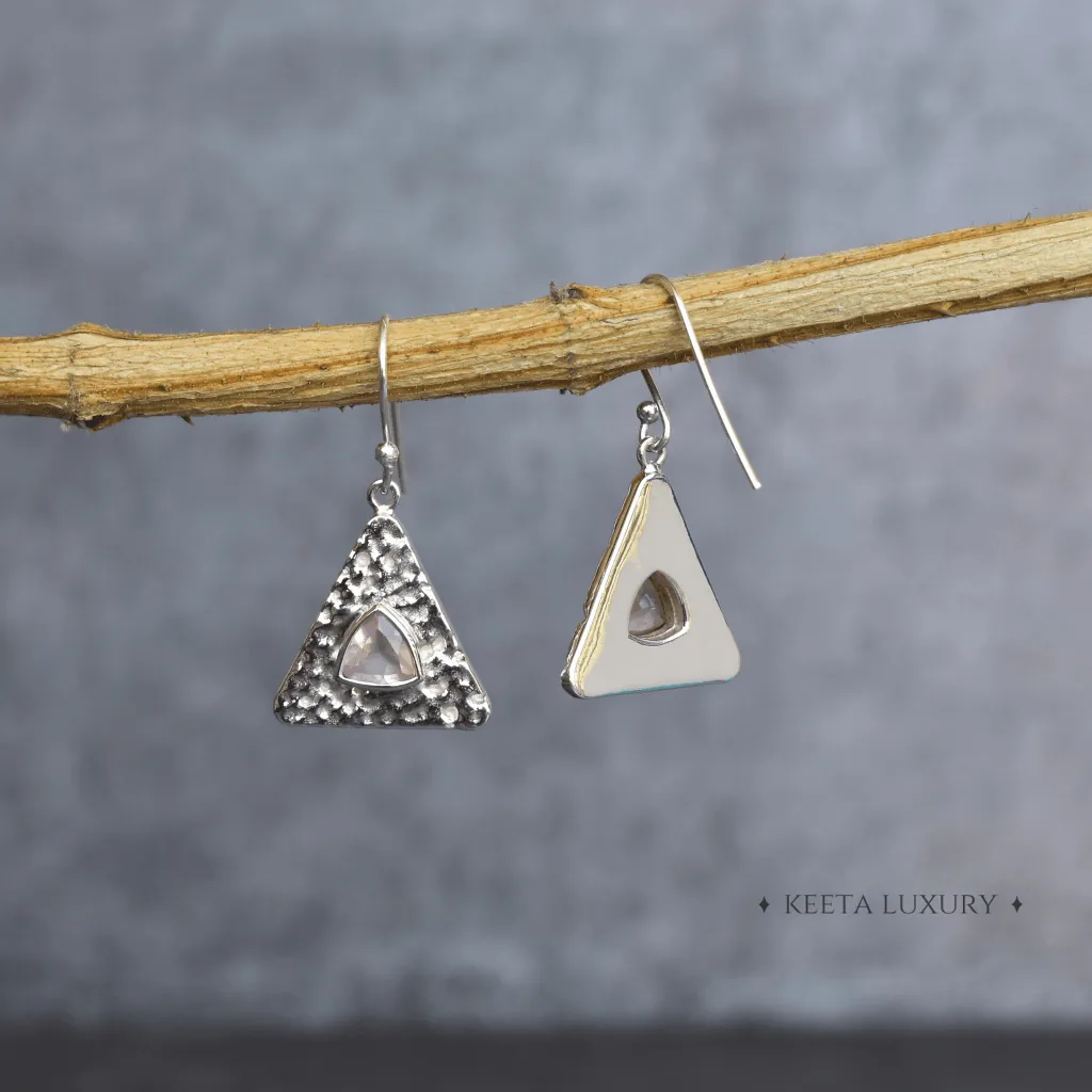 Pyramid - Rose Quartz Earrings