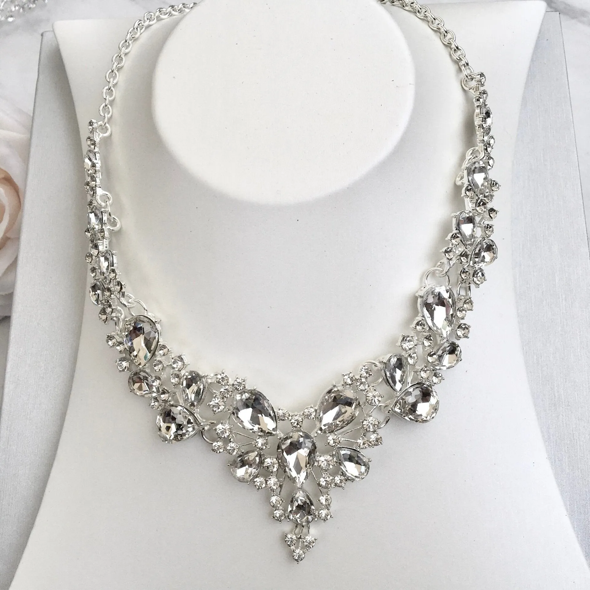 "Pamela" - Bridal 3-Piece Jewelry Set With Tiara - Available in Gold and Silver