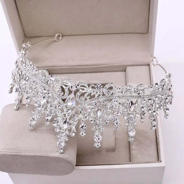 "Rosamund" - Silver Cubic Zirconia 3-Piece Bridal Jewelry Set With Tiara