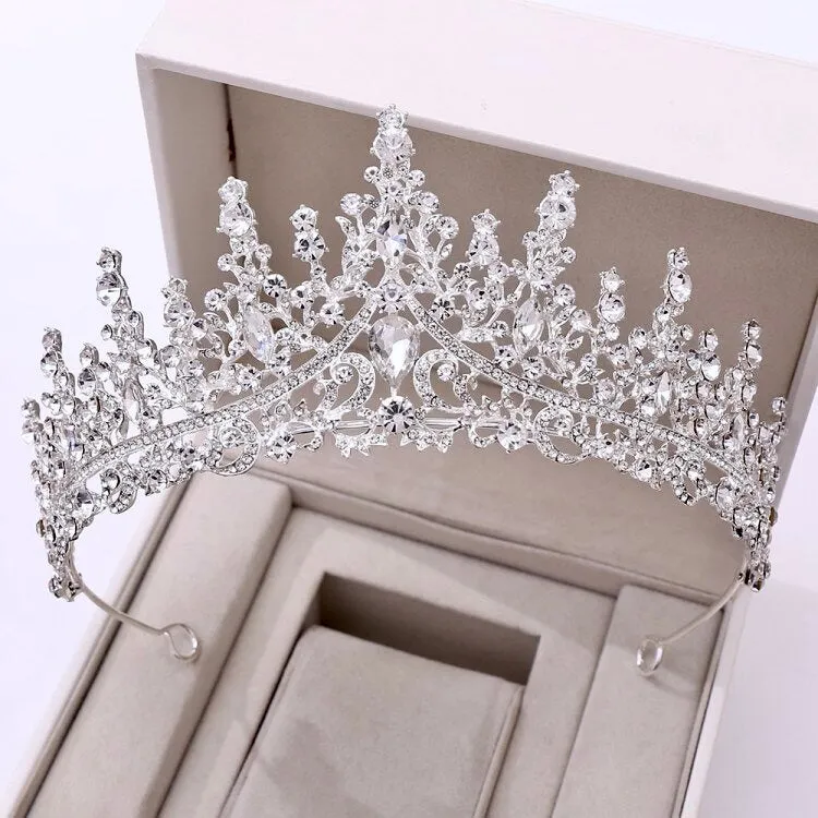 "Rosamund" - Silver Cubic Zirconia 3-Piece Bridal Jewelry Set With Tiara