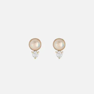 Rainbow Moonstone   Diamond Studs