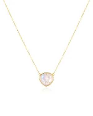 Rainbow Moonstone Heart Shaped Necklace