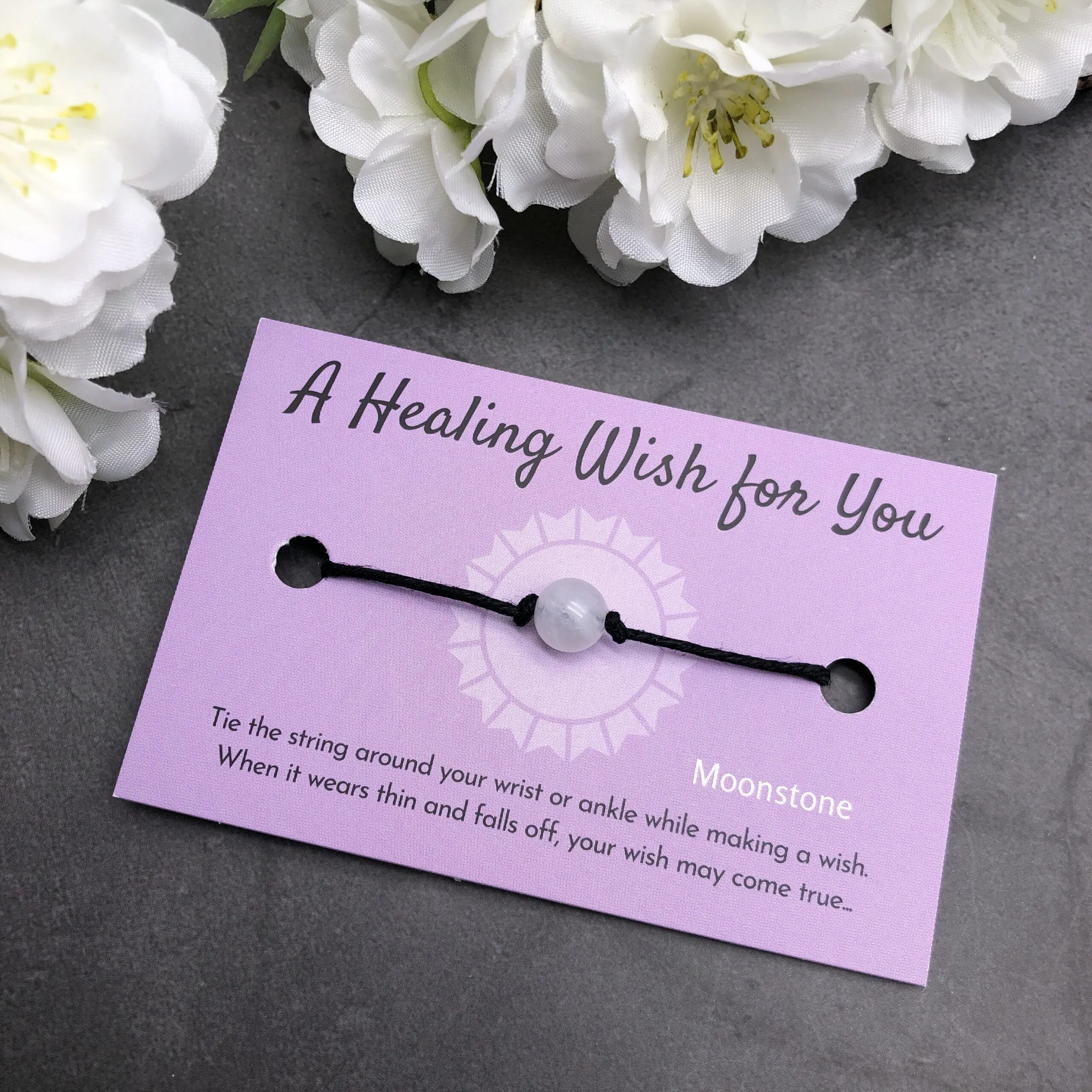 Rainbow Moonstone Hemp Bracelet - A Healing Wish