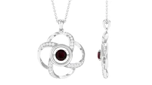 Real Garnet Floral Pendant Necklace