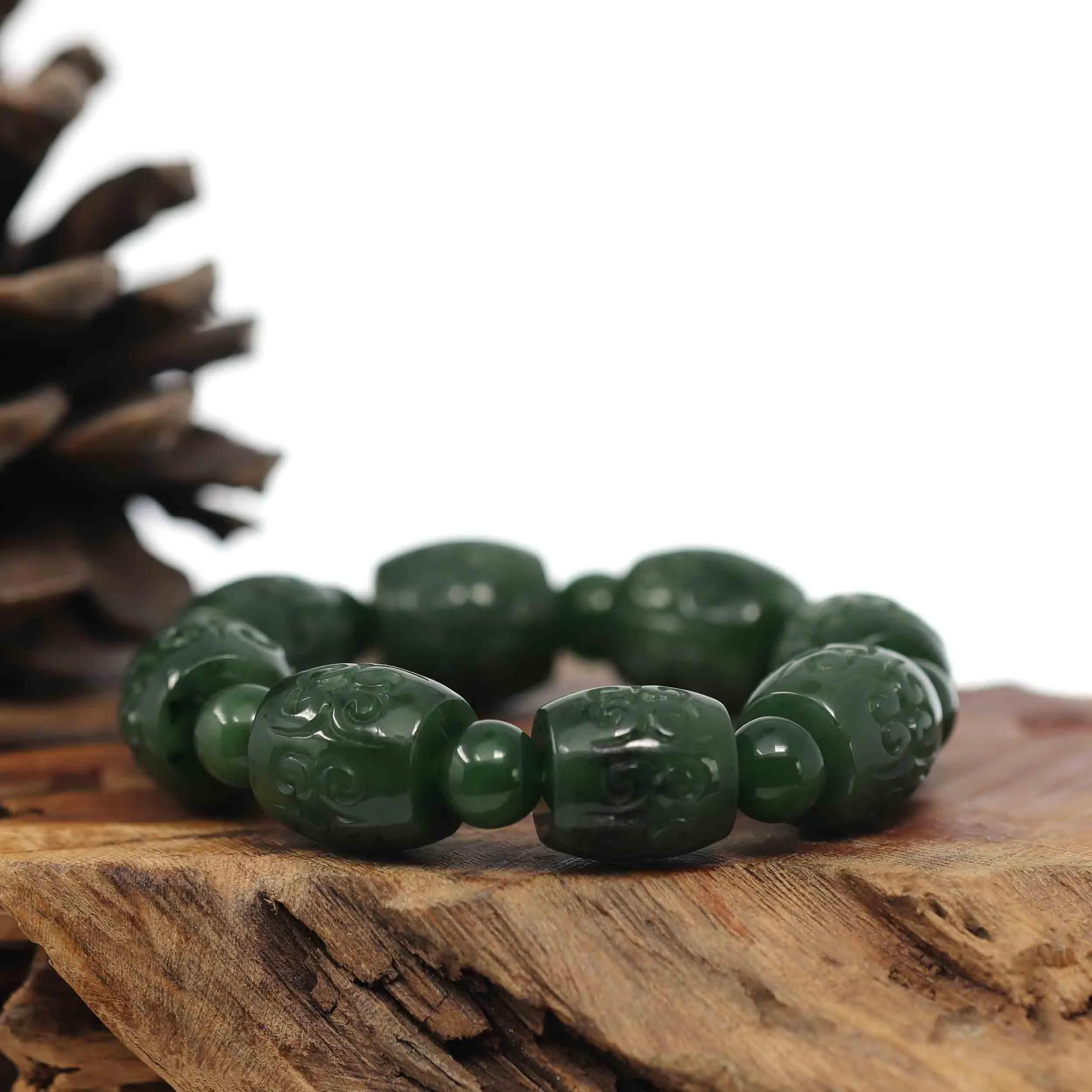 RealJade® Co. Genuine Nephrite Jade Buddha Symbol TongTong Men's Bracelet