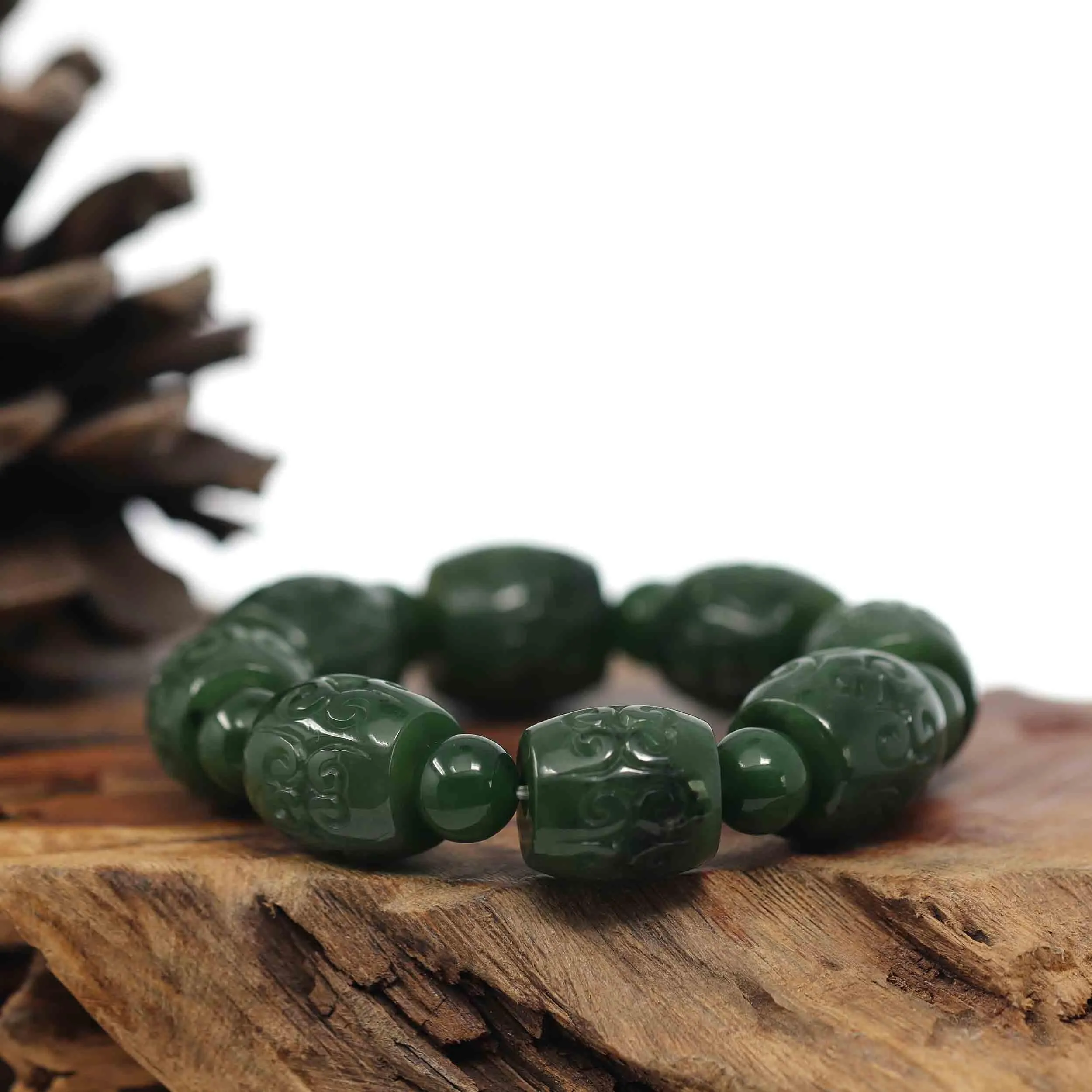 RealJade® Co. Genuine Nephrite Jade Buddha Symbol TongTong Men's Bracelet