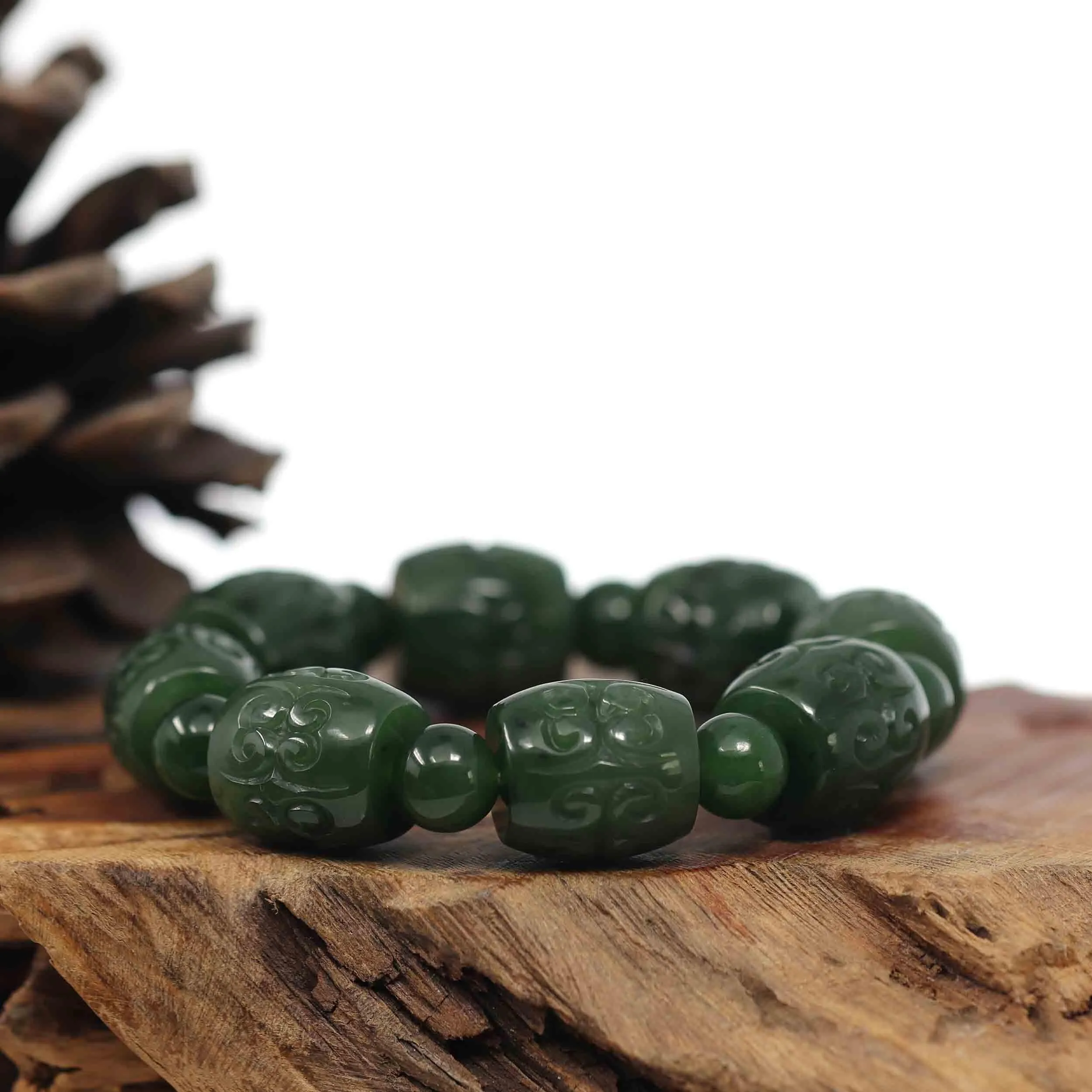 RealJade® Co. Genuine Nephrite Jade Buddha Symbol TongTong Men's Bracelet