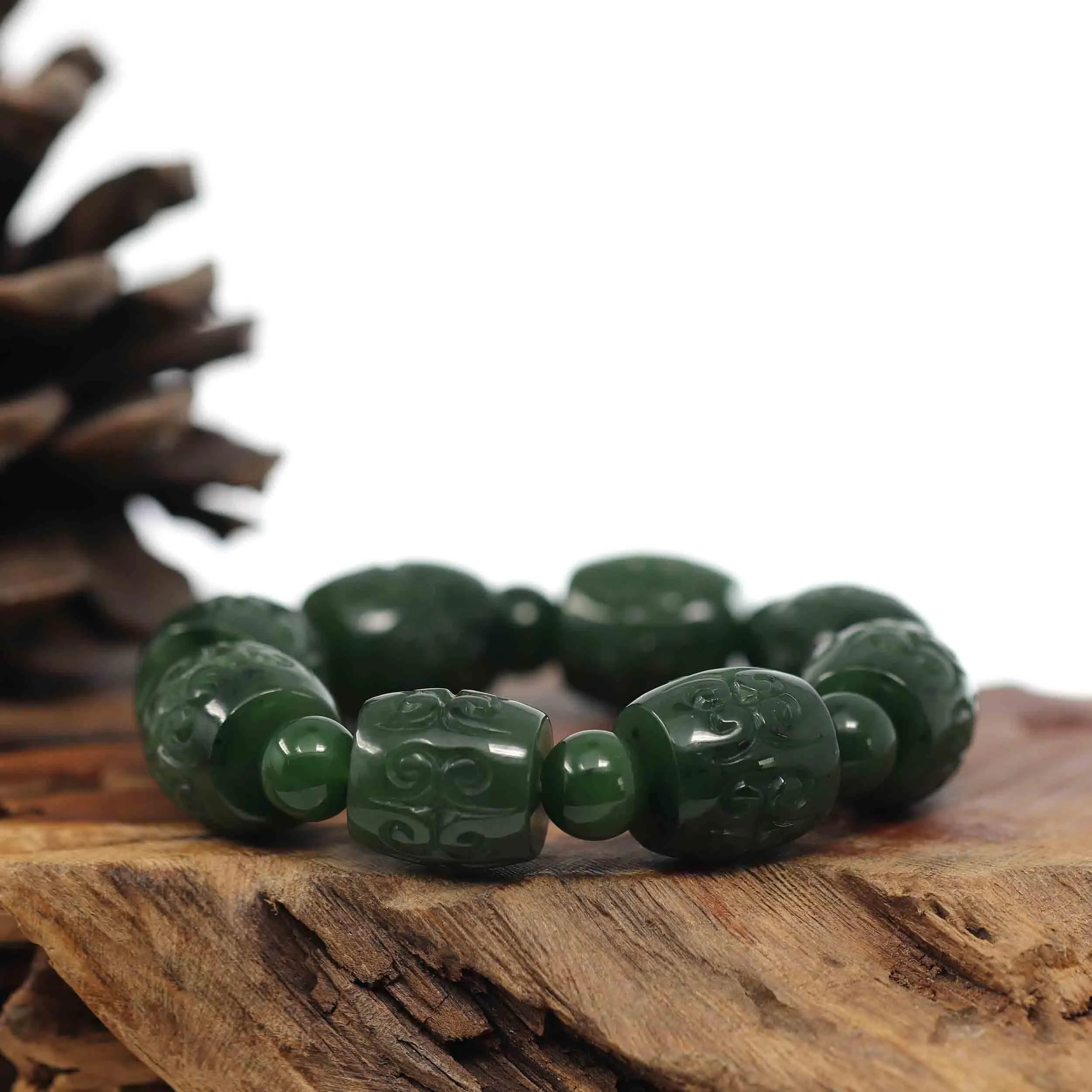 RealJade® Co. Genuine Nephrite Jade Buddha Symbol TongTong Men's Bracelet