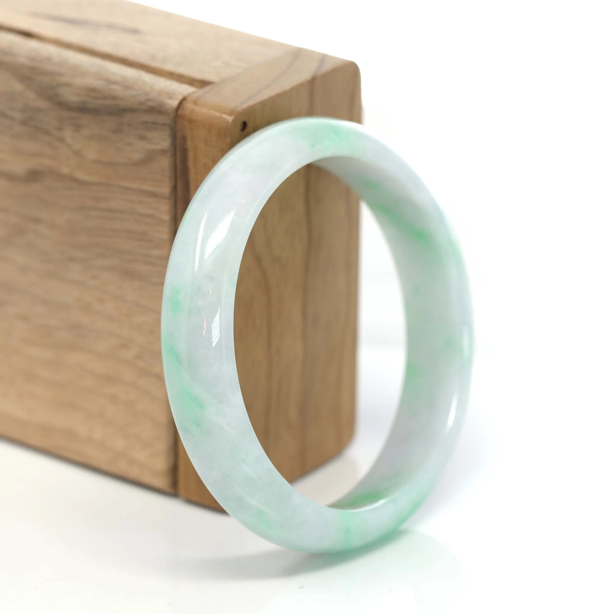 RealJade® Co. "Classic Bangle" Genuine Burmese Green Jadeite Jade Bangle Bracelet ( 53.35 ) #210