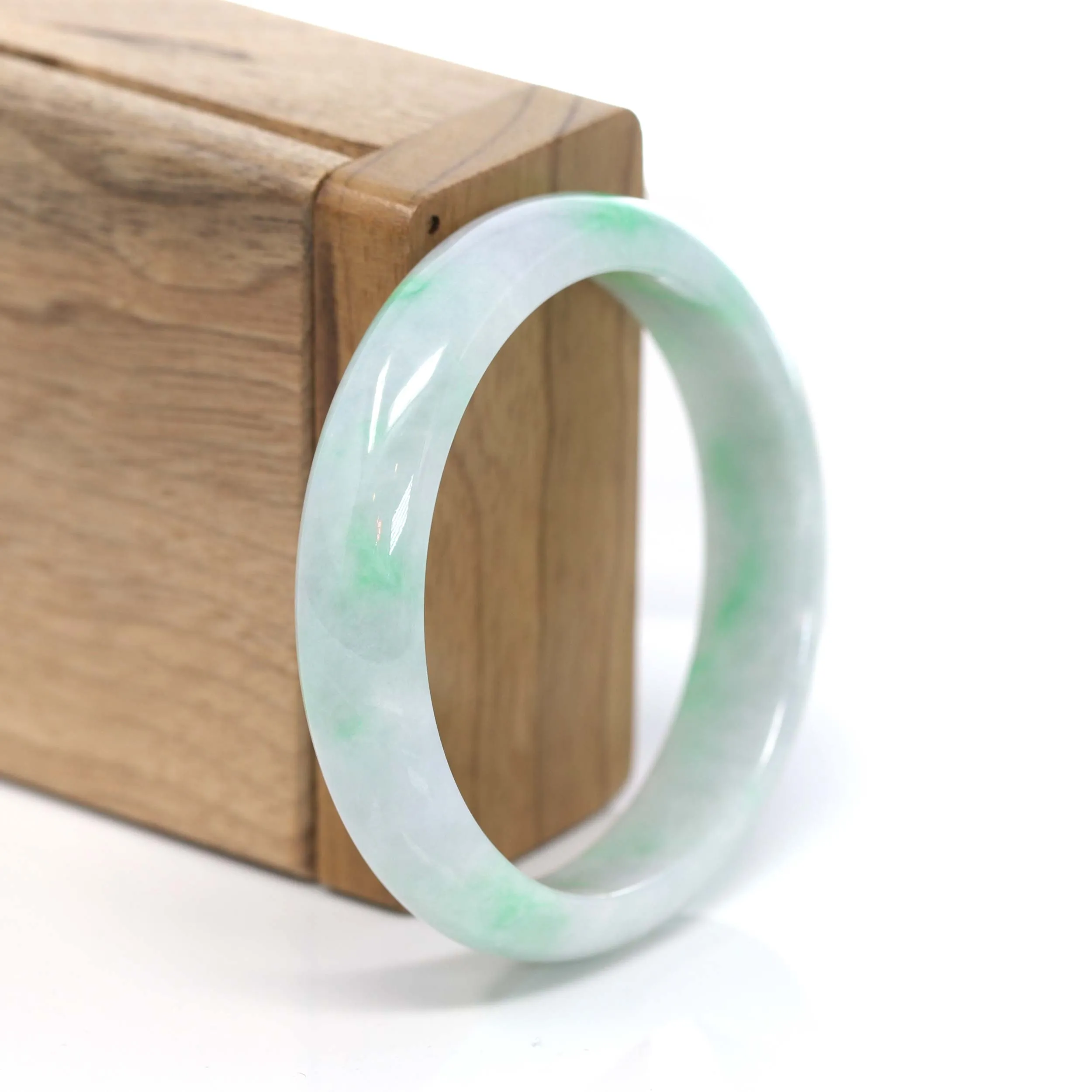 RealJade® Co. "Classic Bangle" Genuine Burmese Green Jadeite Jade Bangle Bracelet ( 53.35 ) #210