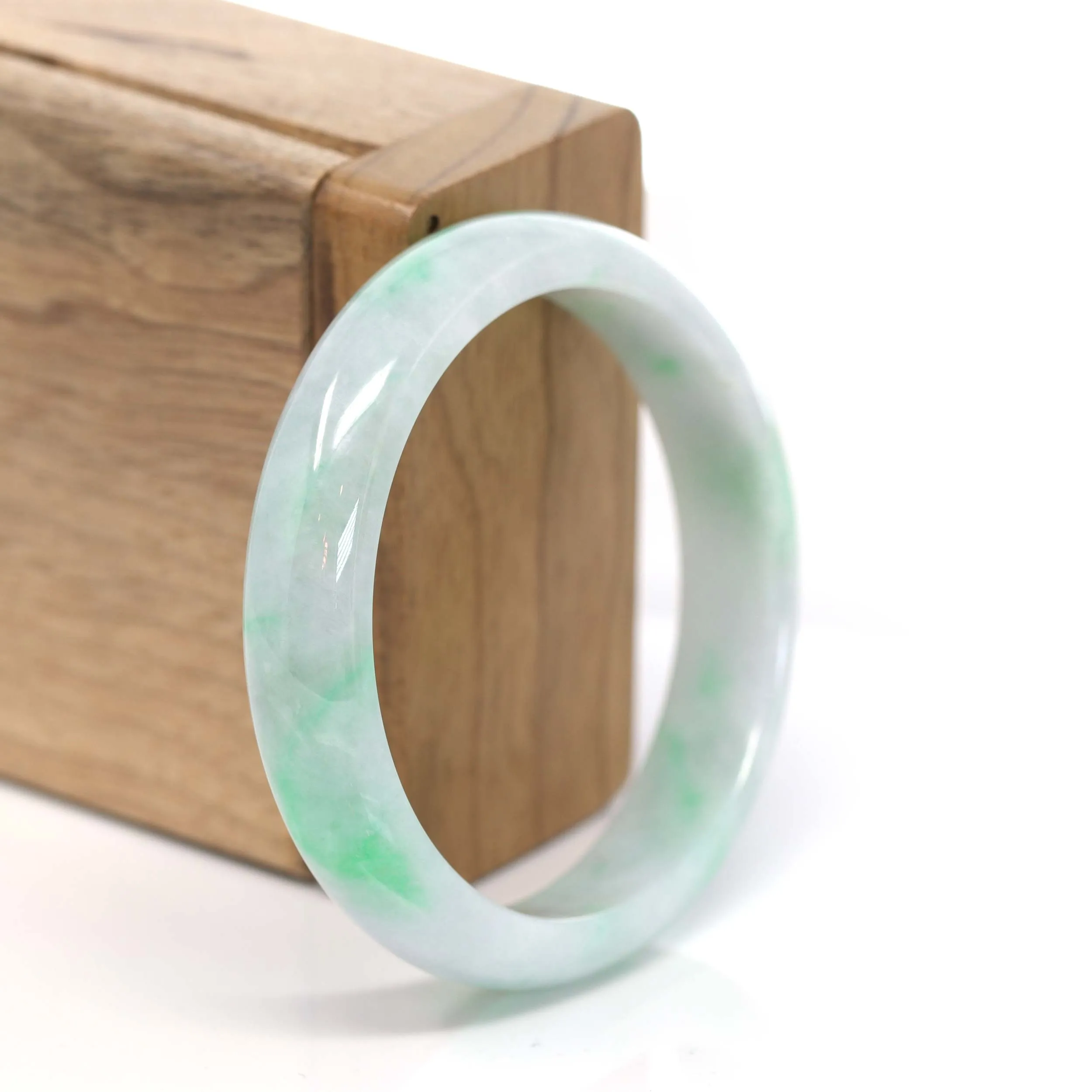 RealJade® Co. "Classic Bangle" Genuine Burmese Green Jadeite Jade Bangle Bracelet ( 53.35 ) #210