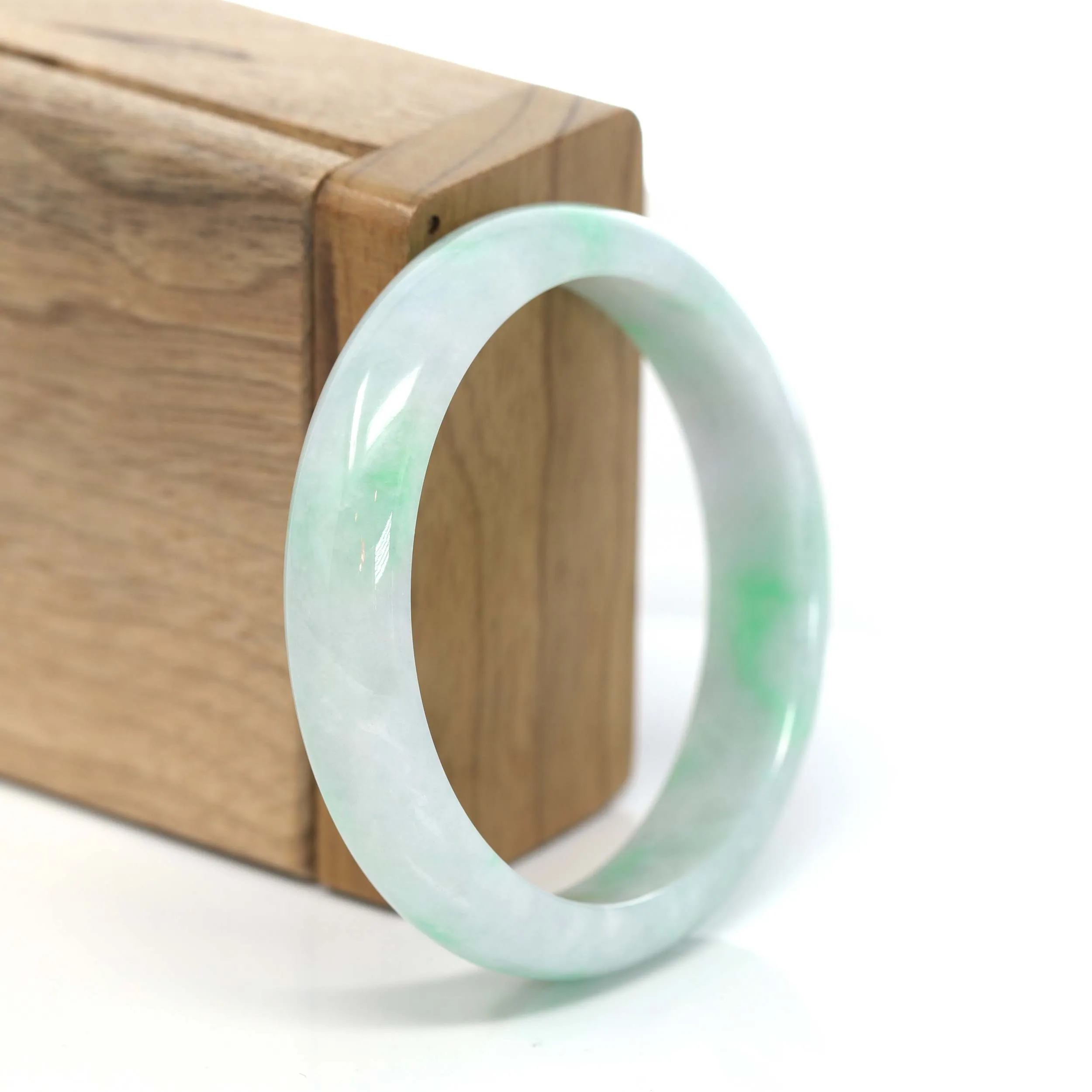 RealJade® Co. "Classic Bangle" Genuine Burmese Green Jadeite Jade Bangle Bracelet ( 53.35 ) #210