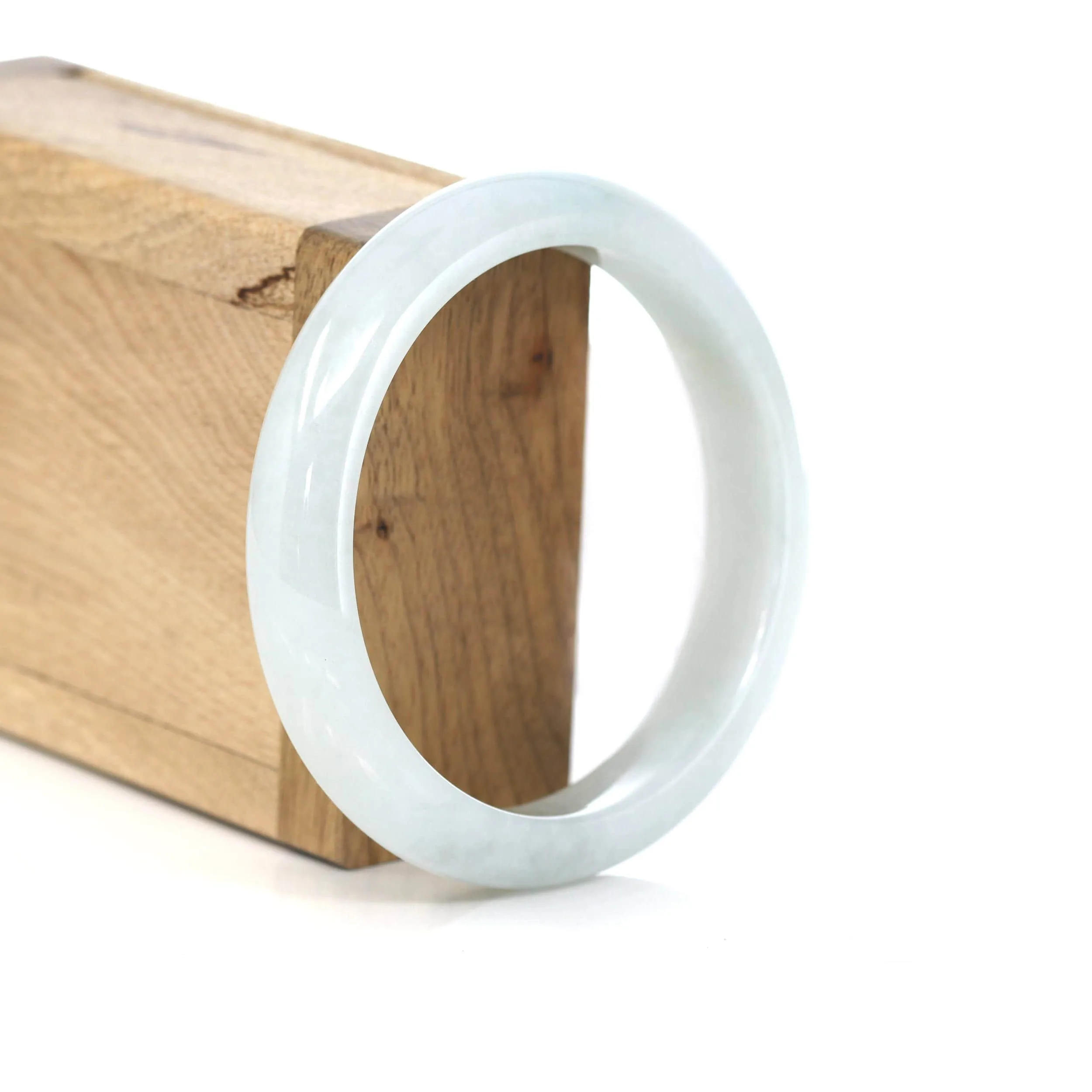 RealJade® "Classic Bangle" Whitish Green Natural Burmese Jadeite Jade Bangle (58.80mm ) T167