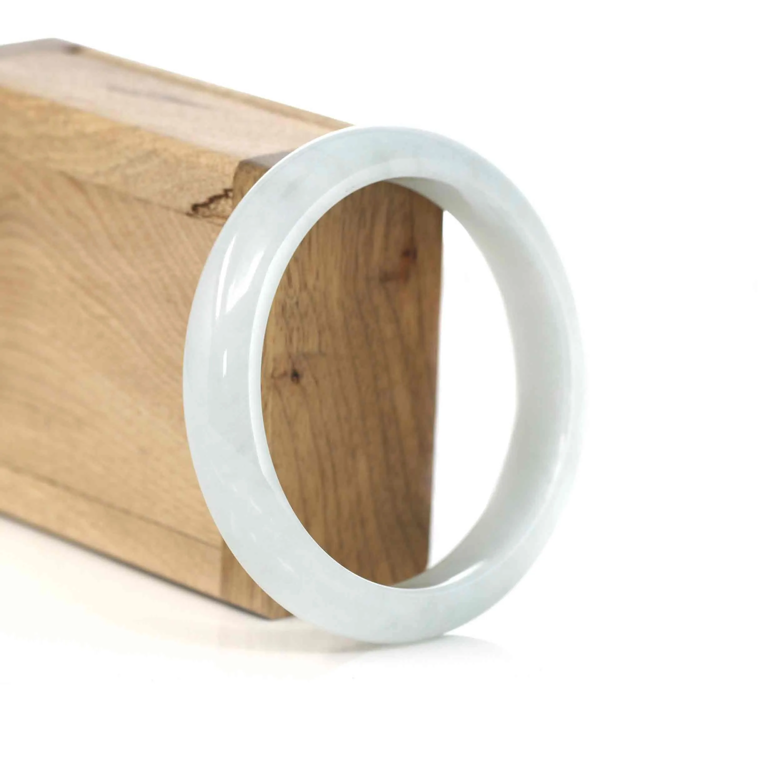 RealJade® "Classic Bangle" Whitish Green Natural Burmese Jadeite Jade Bangle (58.80mm ) T167