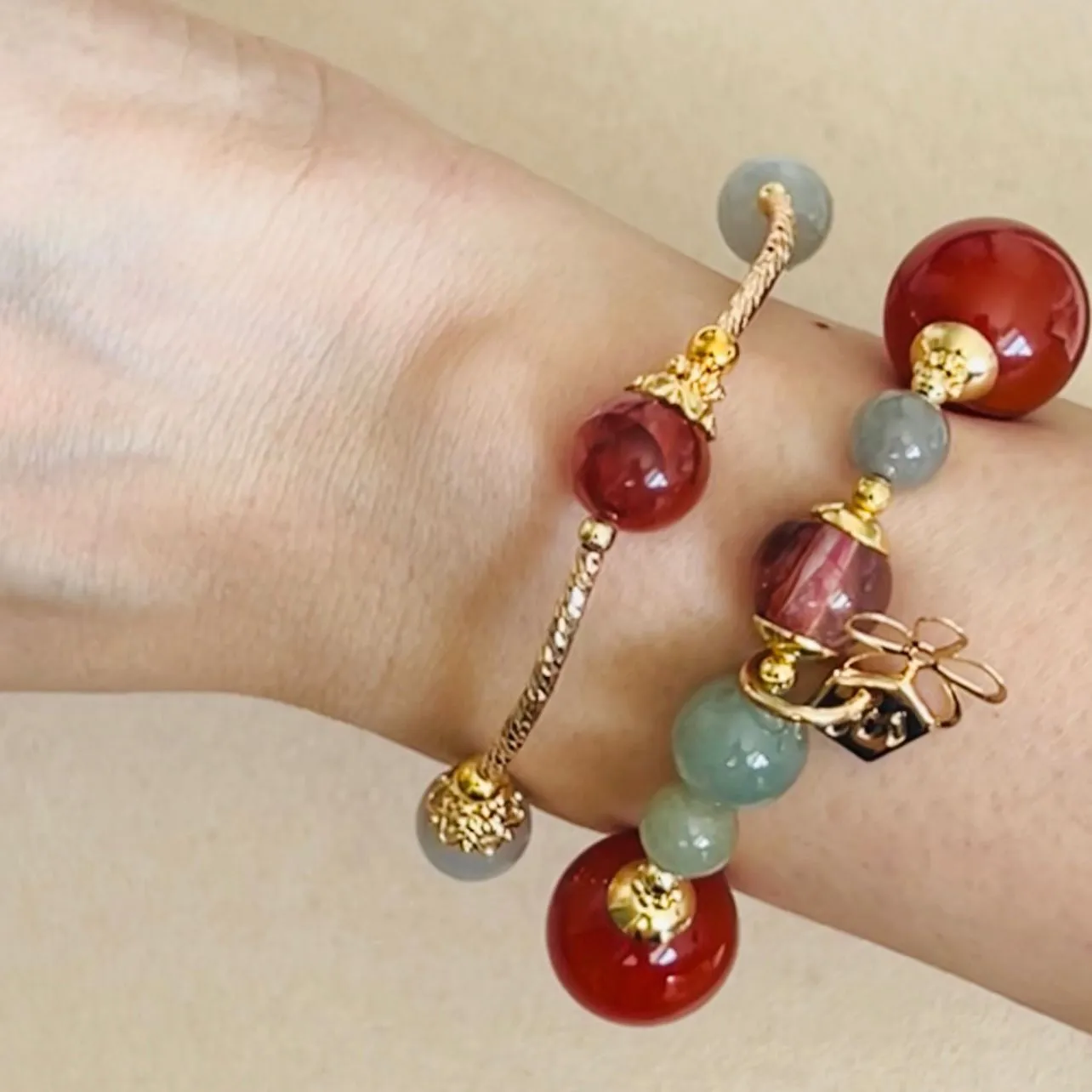 Red Hematoid & Jade La Grace Bracelet